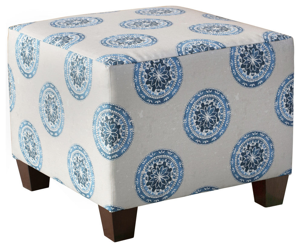 May Square Ottoman, Como Medallion Navy
