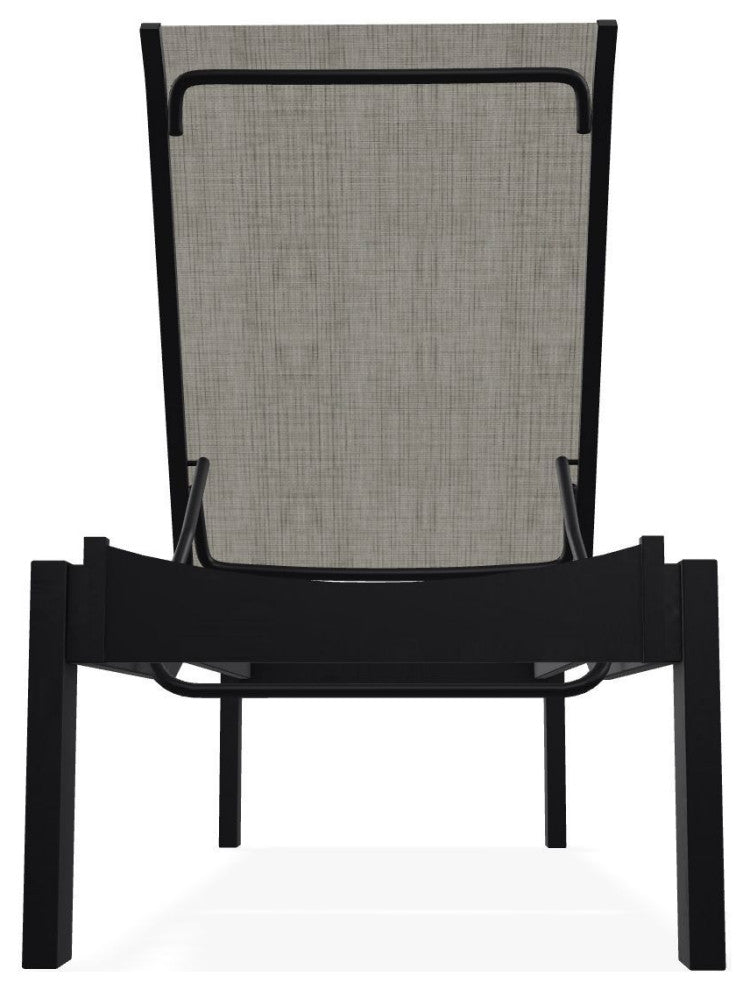 Leeward Sling Stackable Outdoor Chaise Lounge, Smoke/Black