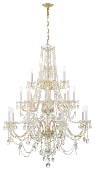 Traditional Crystal 20-Light Polished Brass Chandelier