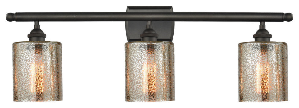 Cobbleskill 3-Light LED Bath Fixture, Oil Rubbed Bronze, Glass: Mercury