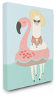 The Kids Room Cartoon Glam Llama In a Flamingo Float Canvas Wall Art, 16"x20"
