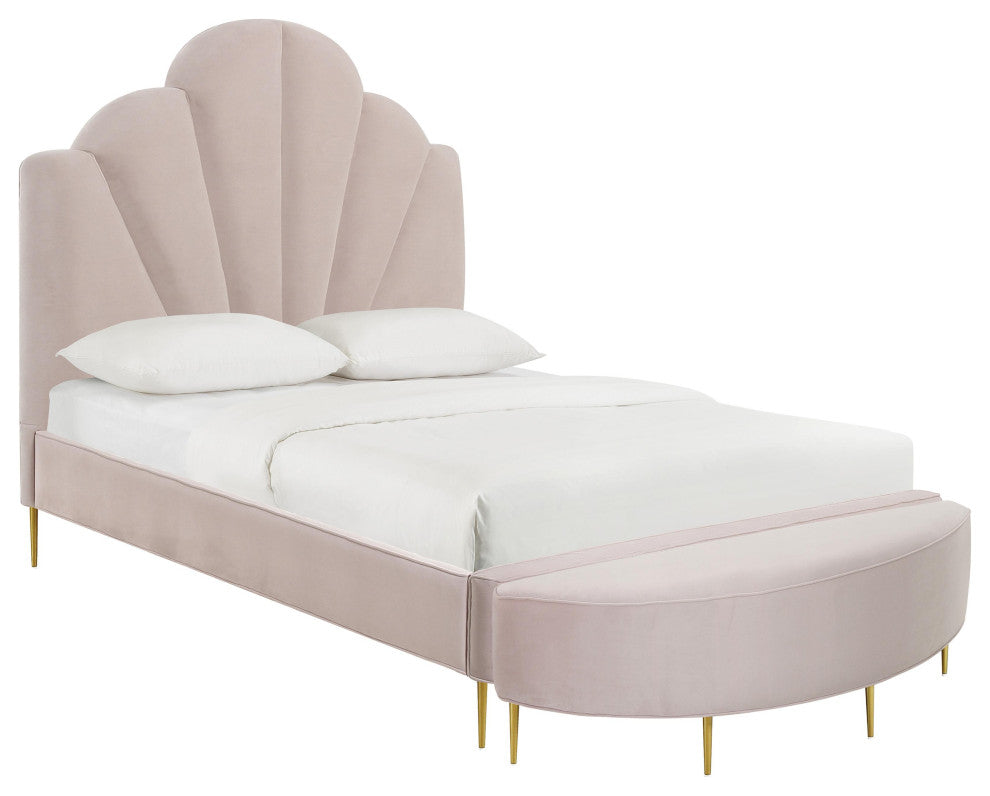 Bianca Blush Velvet Bed in Full