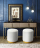 Opal Cream Velvet Ottoman with Gold Base - Cream