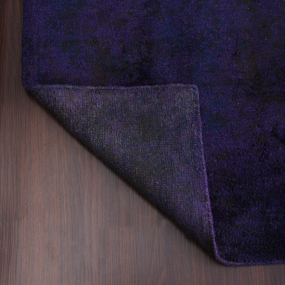Hand Knotted Loom Silk Mix Area Rug Solid Purple