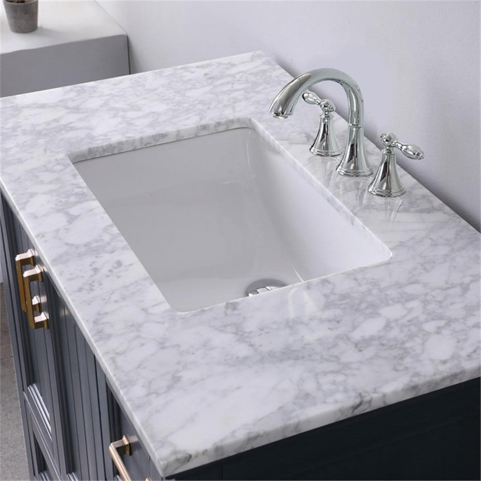Isla 36" Marble Countertop Single Vanity w/o Mirror - Classic Blue