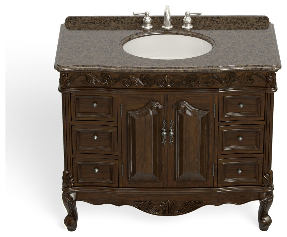 The Agnes Bathroom Vanity, Brown, 42", Single Sink, Freestanding