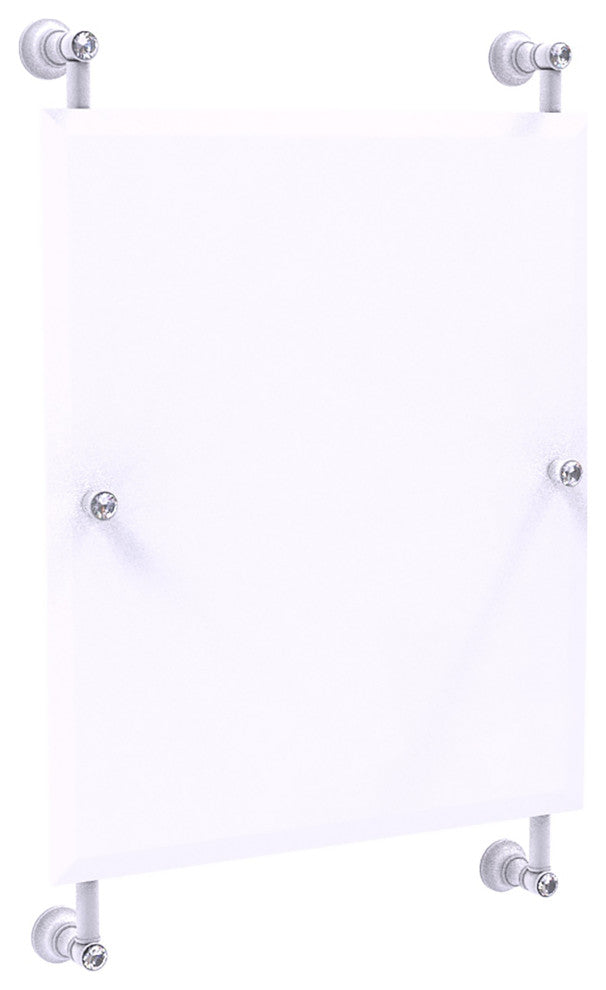 Carolina Crystal Frameless Rail Mounted Mirror, Matte White