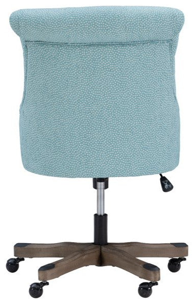 Vintage Office Chair, Round Seat With Button Tufted Hourglass Back, Light Blue