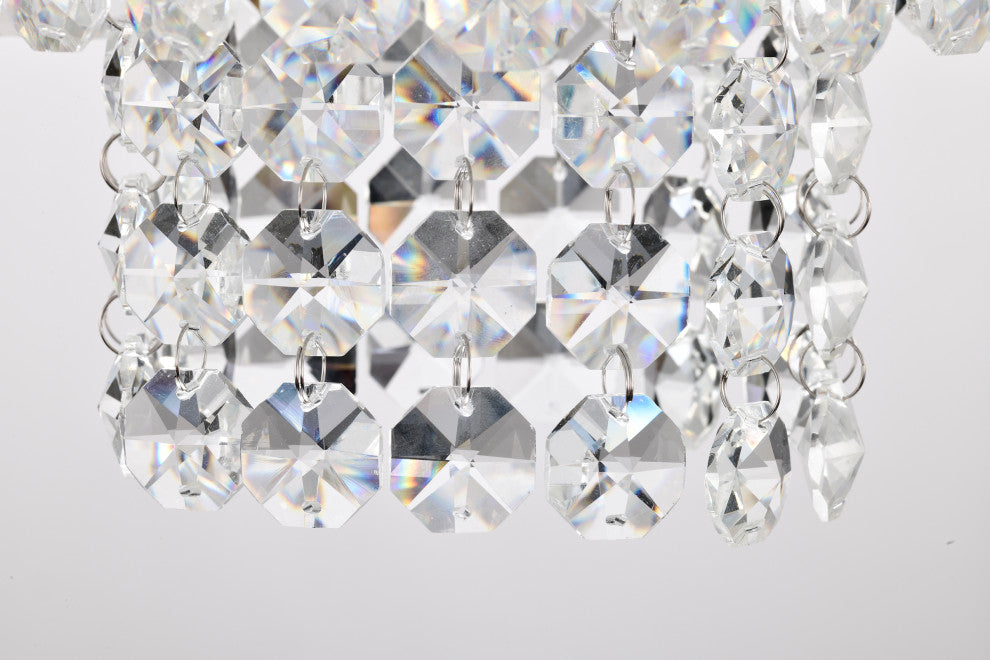 1-Light Chrome Modern Glam Mini Chandelier With Tier Cascading Crystals