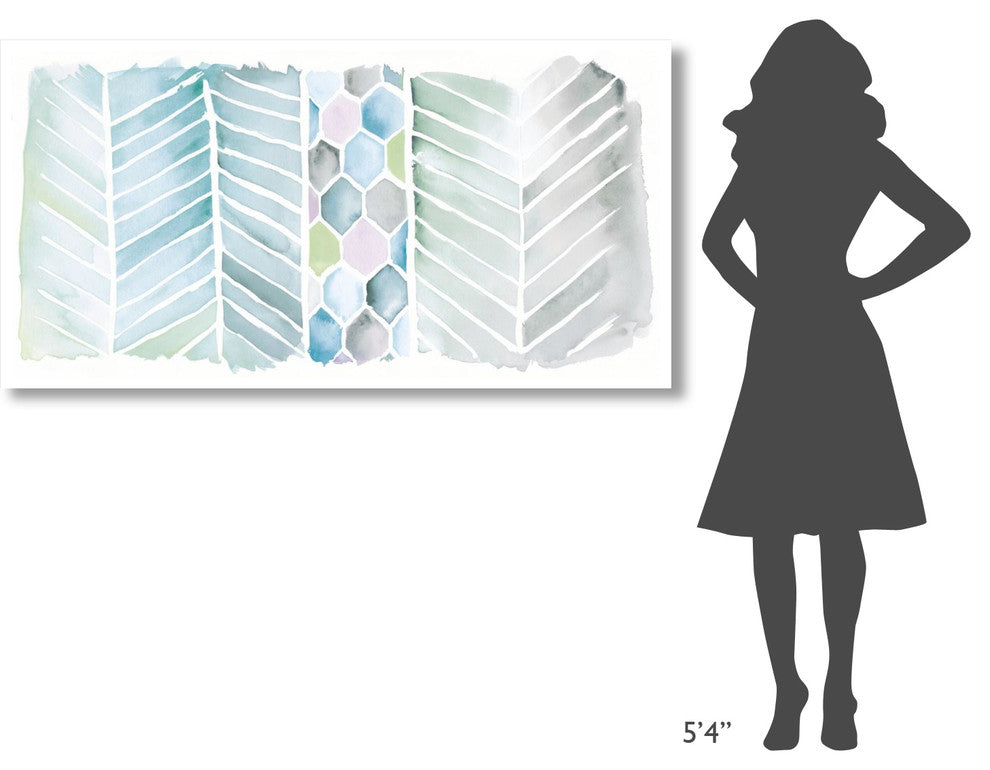 "Watercolor Chevron Bright" Digital Paper Print by Elyse DeNeige, 62"x32"