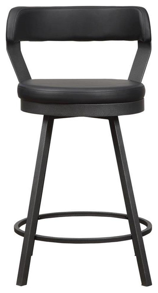 Lexicon Appert Metal Counter Height Swivel Stools in Dark Gray/Black (Set of 2)