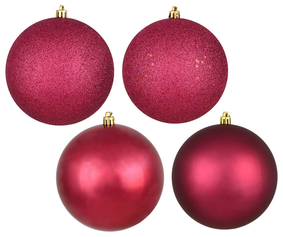 Vickerman 2.4" Berry Red 4-Finish Ball Ornament Assortment, 24 per Box