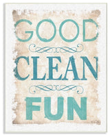 Blue and Tan Good Clean Fun Burlap Texture Typography, Wall Plaque, 10"x15"