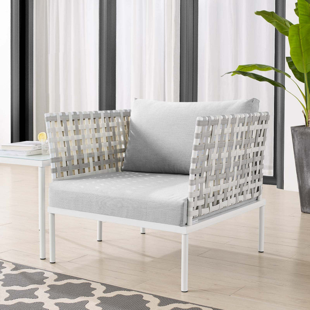 Lounge Chair Armchair, Sunbrella, Aluminum, Metal, Gray, Modern, Outdoor
