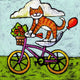 "Tiger Cat Bike Acrobat" by Janet Nelson Print Wrapped Canvas, 40x40