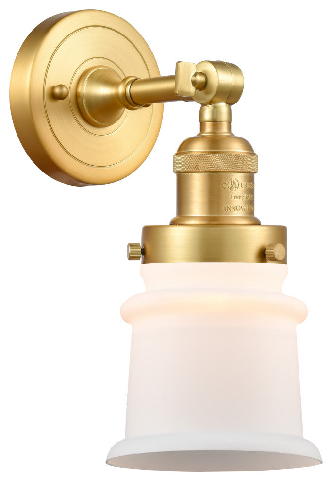 Small Canton 1 Light Sconce, Satin Gold, Matte White