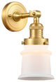Small Canton 1 Light Sconce, Satin Gold, Matte White