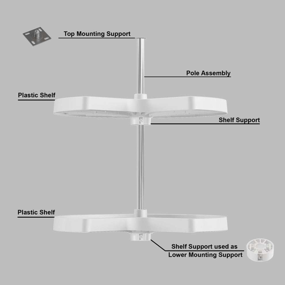 Dowell Lazy Susan Kidney Shape, 2 Tier, White, 24"