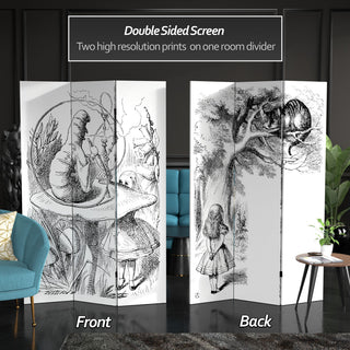 6' Tall Double Sided Alice in Wonderland Canvas Room Divider