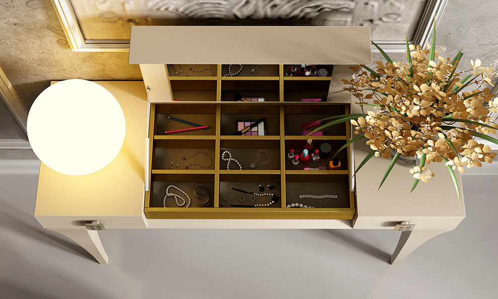 T06 Bedroom Make-up Vanity 55", Beige and Gold, Matte Finish