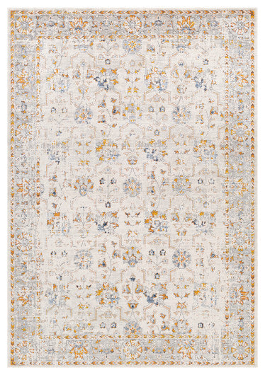 Surya Porto POO-2318 6'7"x9' Rug, White/Gray/Blue/Mustard/Taupe/Burnt Orange