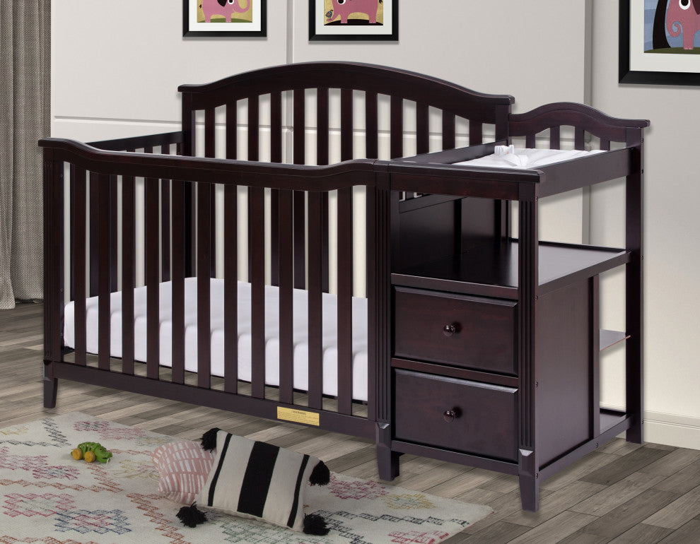 Kali 4-in-1 Convertible Crib, Espresso, With Changer (2 Drawers)