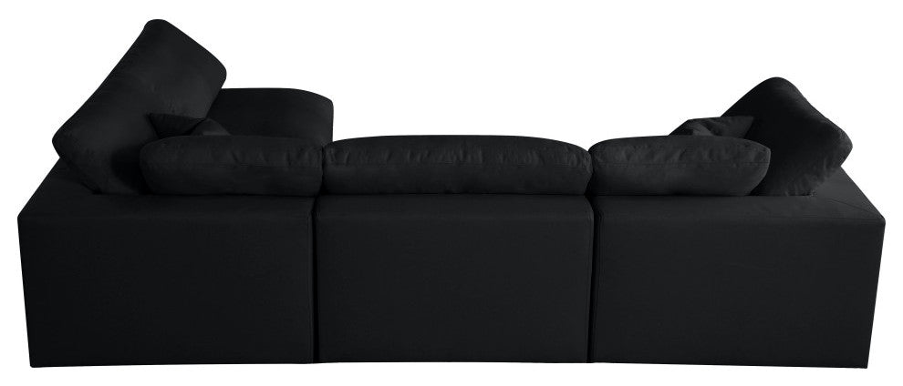 Plush Velvet / Down Standard Comfort L-Shaped Modular Sectional, Black, 4-Piece: 2 Armless Chair, 2 Corner Chair