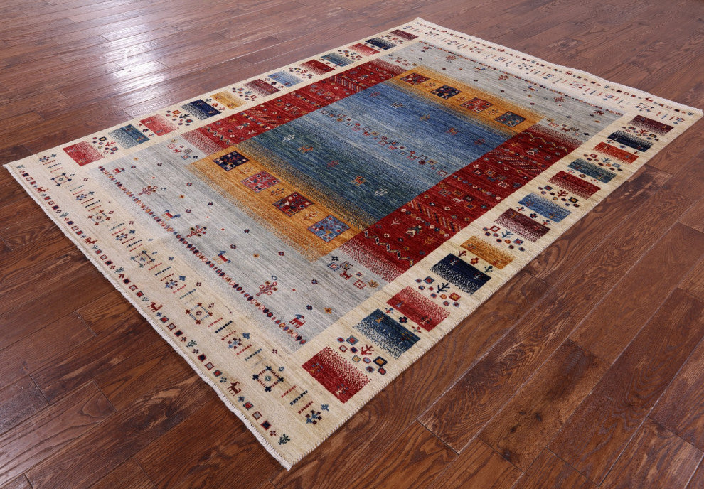 Persian Tribal Gabbeh Handmade Wool Rug 5' 6" X 7' 10" - Q12666