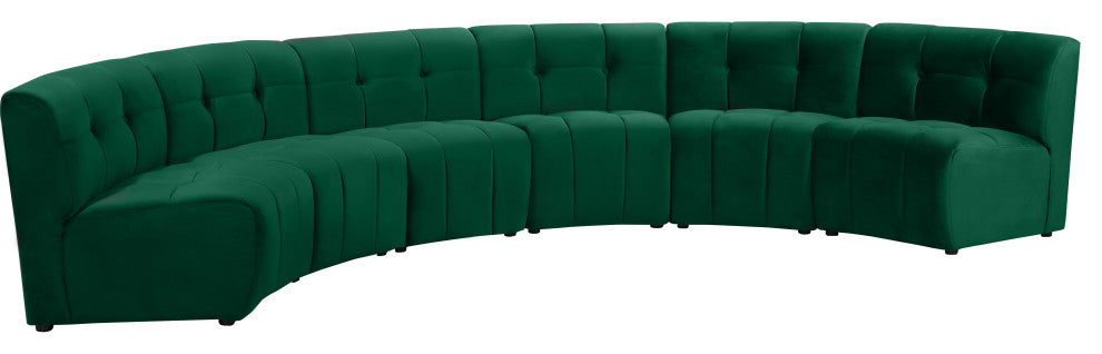Limitless Velvet Upholstered 6-Piece Modular Sectional, Green