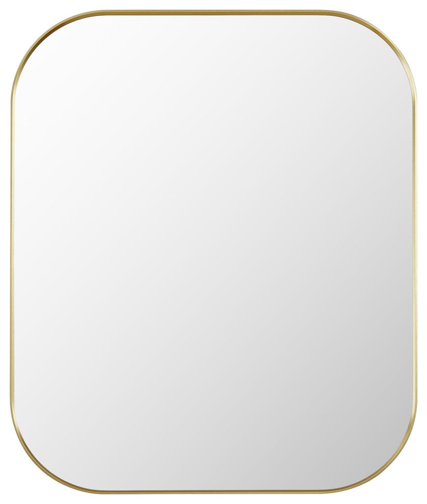 Trielle Rectangular Framed Bathroom Wall Mirror, Brushed Gold, 36"