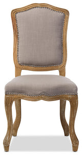 Chateauneuf Weathered Oak Beige Fabric Upholstered Dining Side Chair