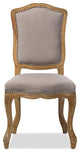 Chateauneuf Weathered Oak Beige Fabric Upholstered Dining Side Chair
