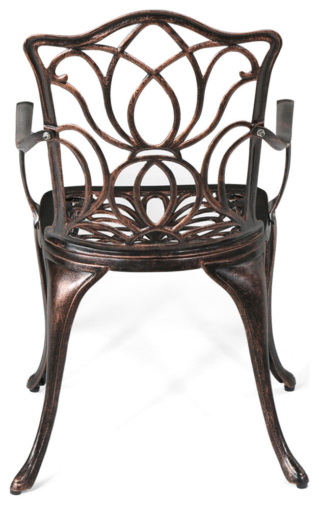 GDF Studio Barbara Outdoor 4-Seater Cast Aluminum Round-Table Dining Set