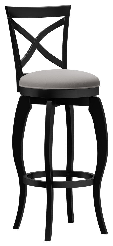 Hillsdale Ellendale Wood Swivel Stool, Curved X-Back, Black, Bar Height
