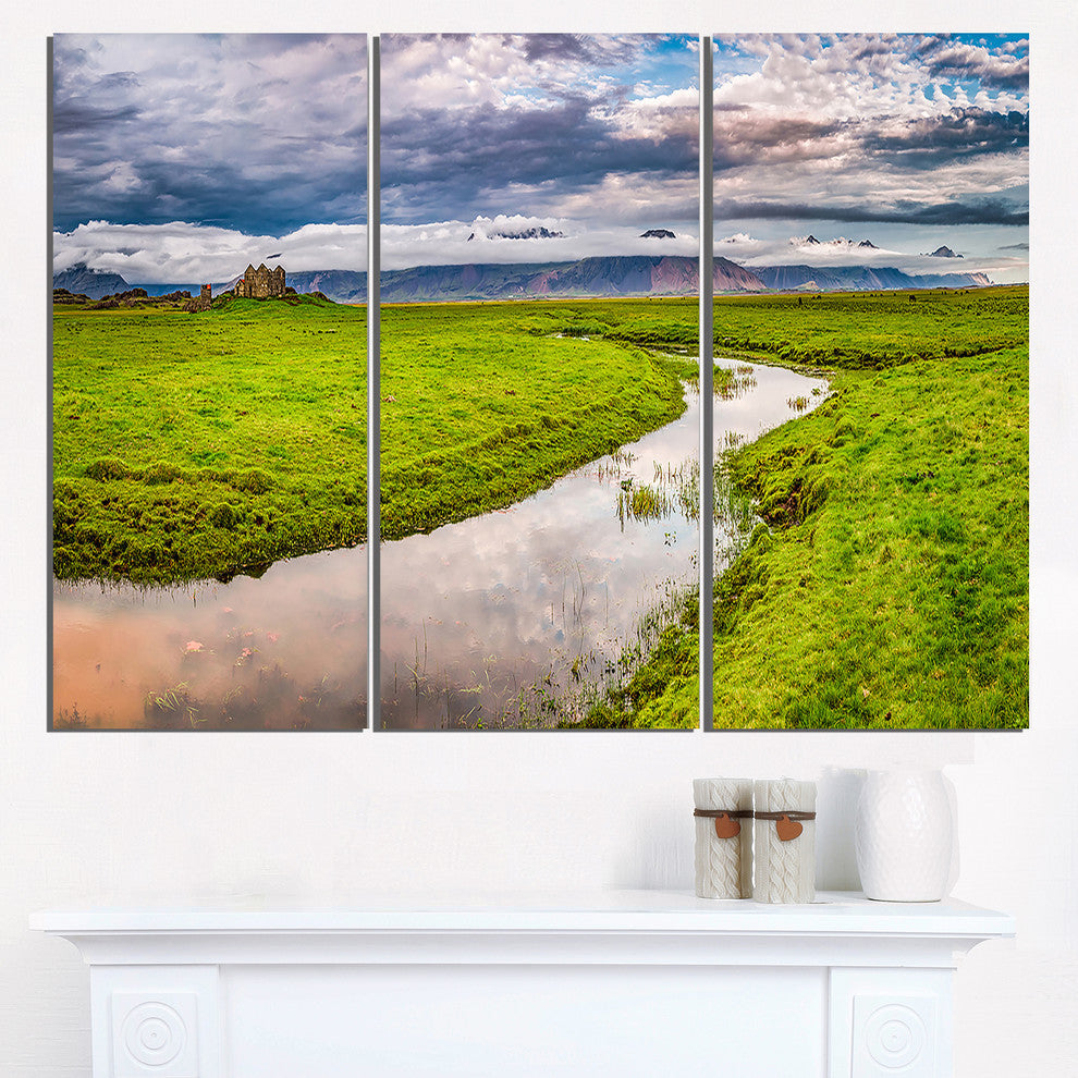 "Fantastic River on Mountains Iceland" Metal Wall Art, 3 Panels, 36"x28"