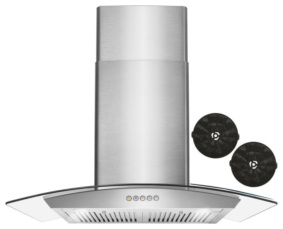 30" Ductless Wall Mount Range Hood, Stainless Steel