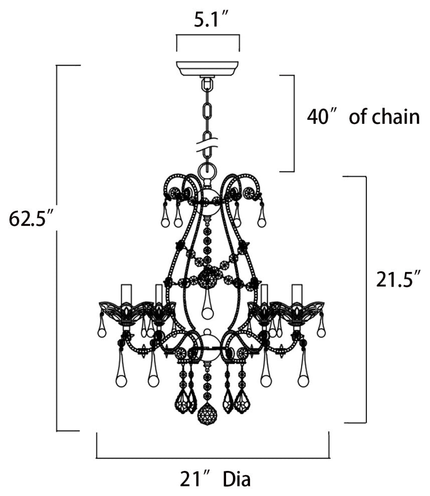Alice 5-Light Chrome and Crystal Candle Style Chandelier Glam Lighting