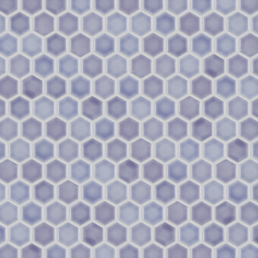 Hudson 1" Hex Lavender Porcelain Floor and Wall Tile