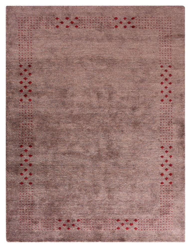 HAND KNOTTED LOOM SILK ECO-FRIENDLY RUG-8'x10',Rectangle,Light Brown,Contemporar