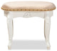 Wiktoria Country Provincial Sand Velvet Upholstered White-Wood Vanity Ottoman