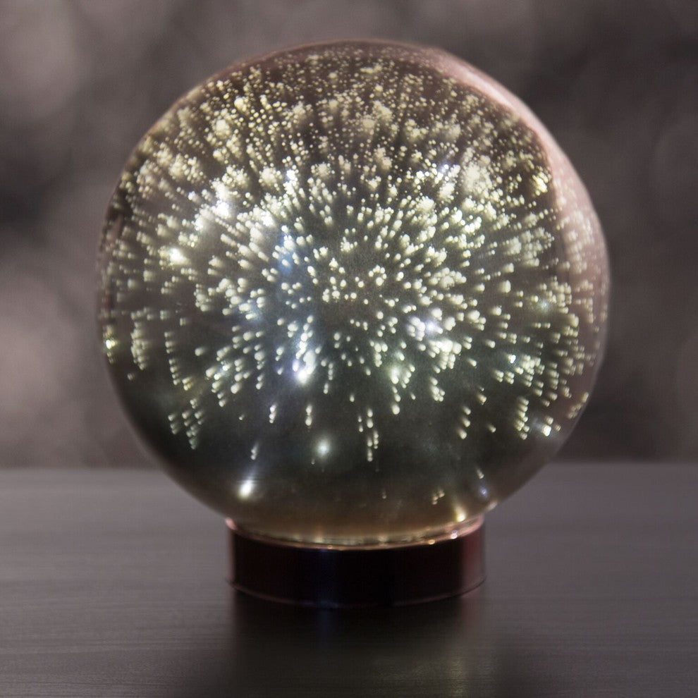 Decorative Glass Starry Globe Light, 8"x8.5", Rose Gold