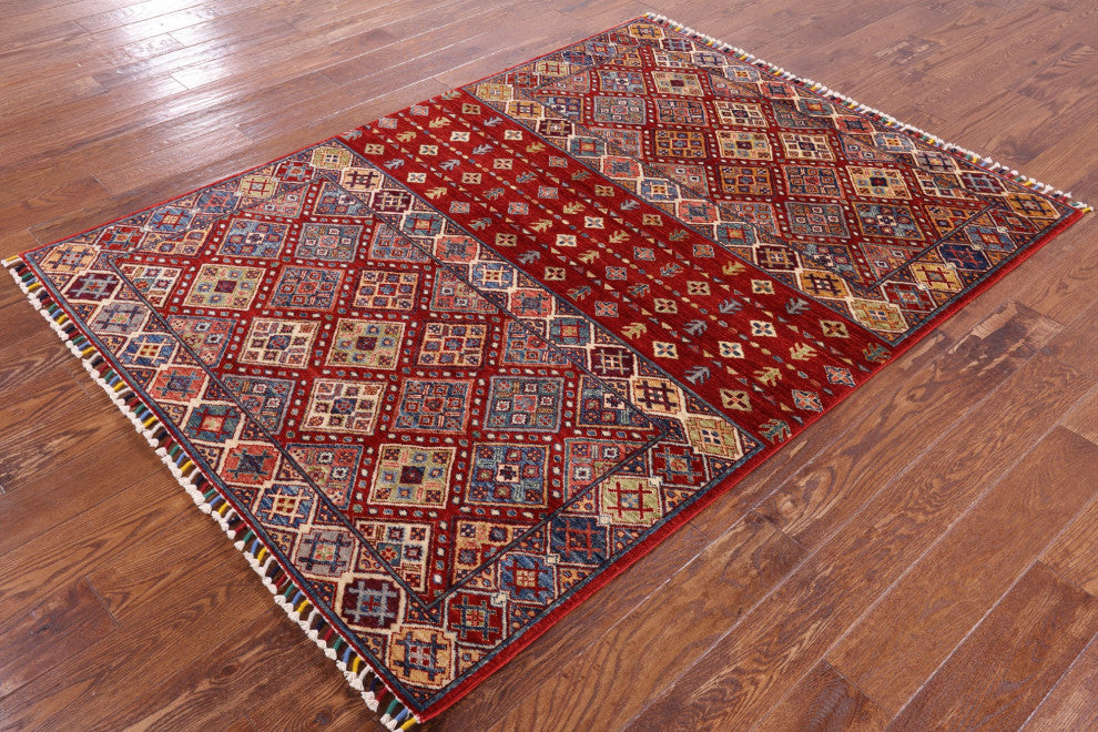 Khorjin Super Kazak Hand-Knotted Rug 4' 11" X 6' 7" Q5179