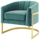 Armchair Accent Chair, Set of 2, Velvet, Metal, Teal Blue, Modern, Lounge