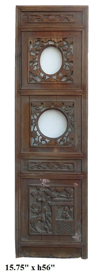 Chinese Flowers Open Carving Wood Panel Decor
