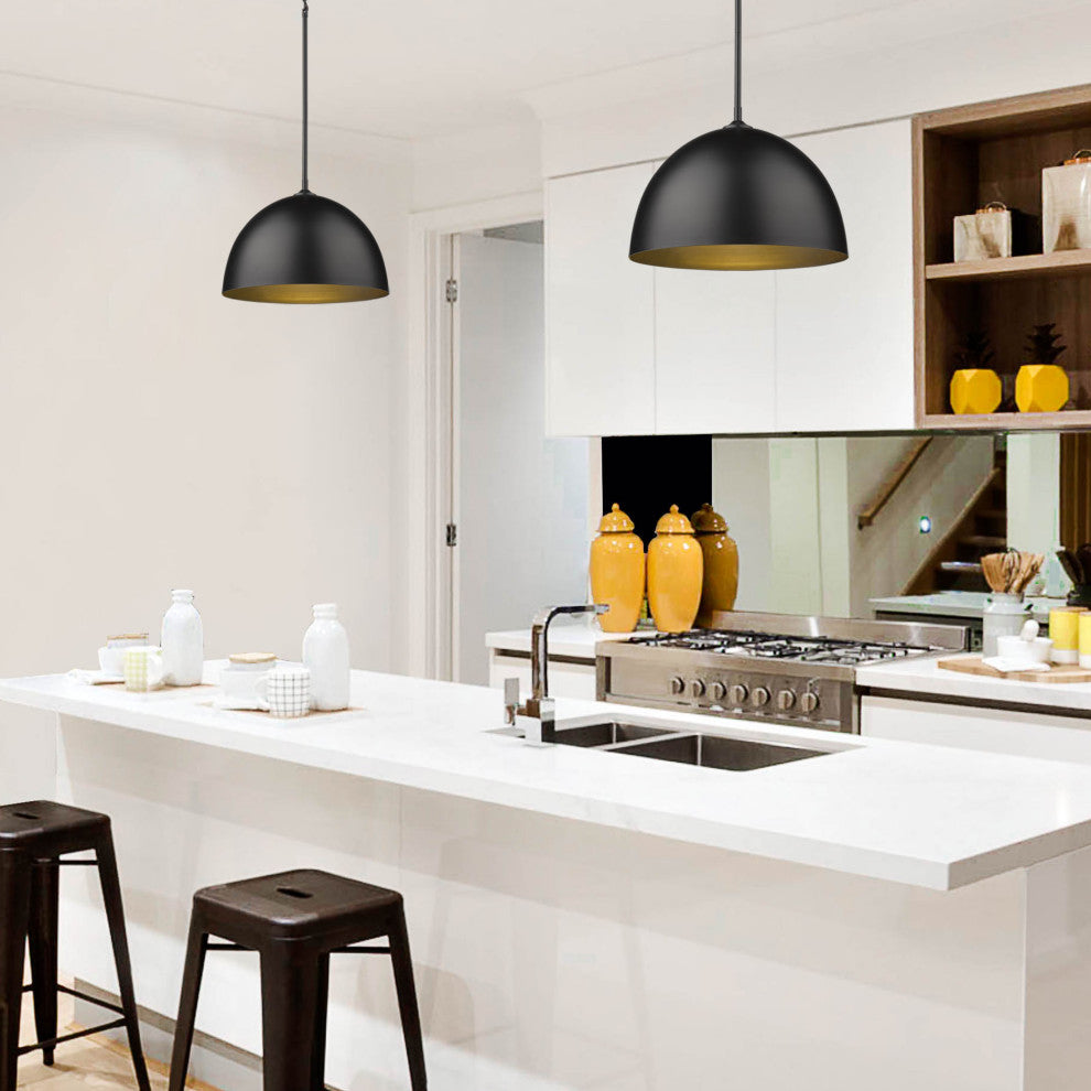 Zoey Large Pendant, Matte Black With Matte Black Shade