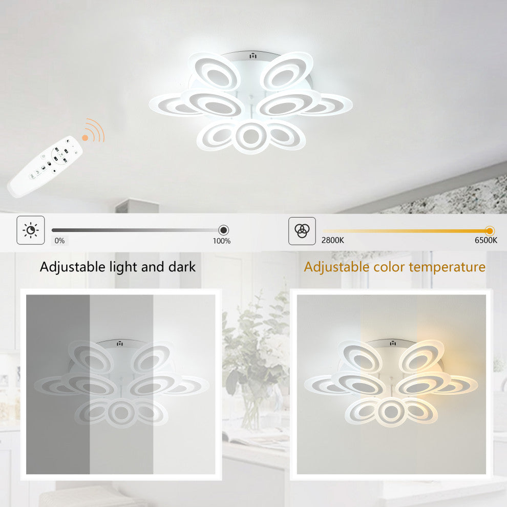 Modern Matte White Flower Shape Semi Flush Mount Ceiling Lamp