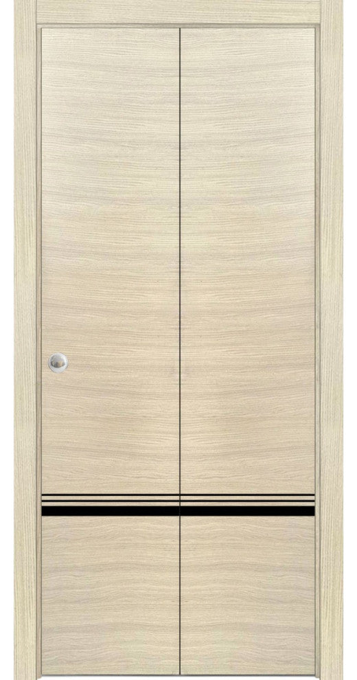 Bi-fold Doors 60 x 96 | Planum 0012 Natural Veneer with  | Sturdy Tracks
