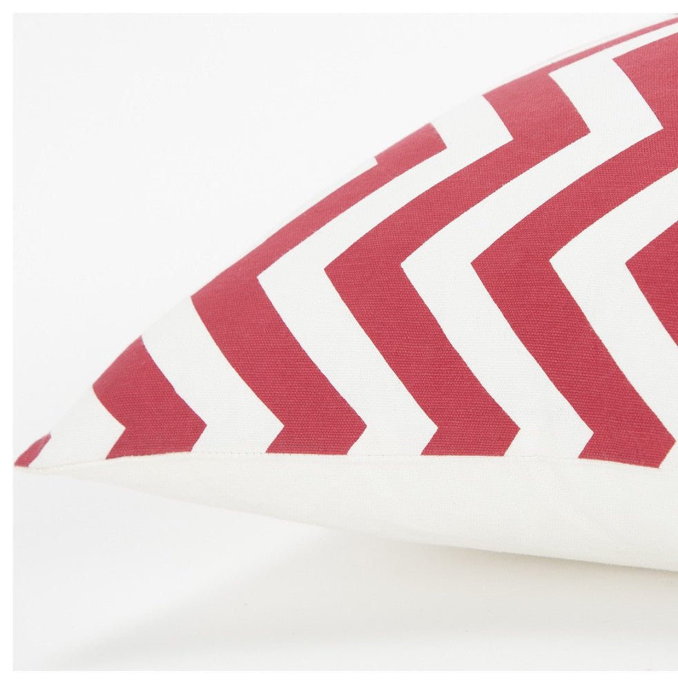 Red Ivory Chevron Down Filled Throw Pillow