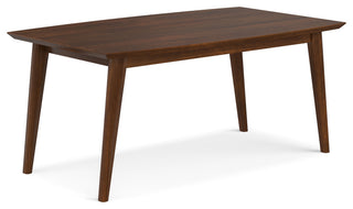 Draper Solid Wood Mid Century Rectangle Dining Table, Walnut Veneer