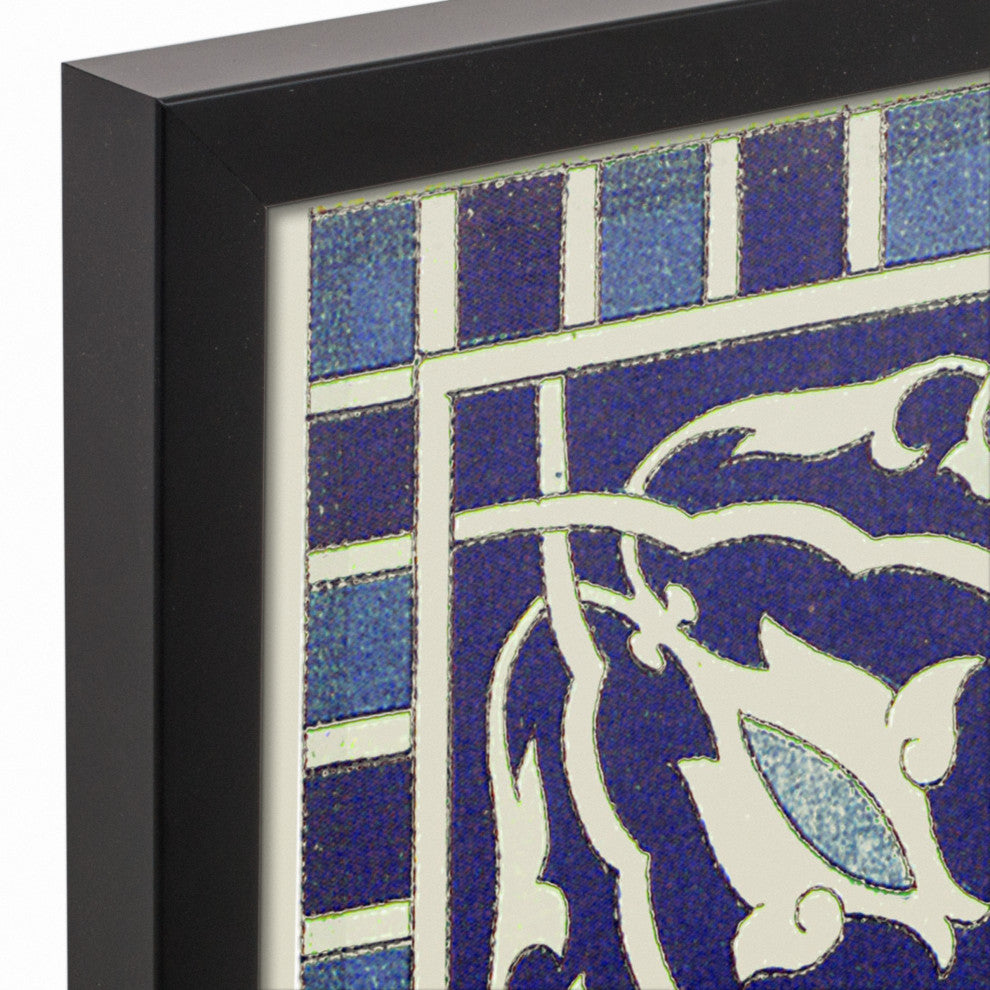 Blue Tile Bright Art 16x20 Black Framed Canvas
